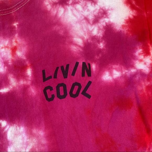 Livin Cool Tie Dye Short Sleeve Crew Neck Tee in Pink Red - Picture 2 of 4